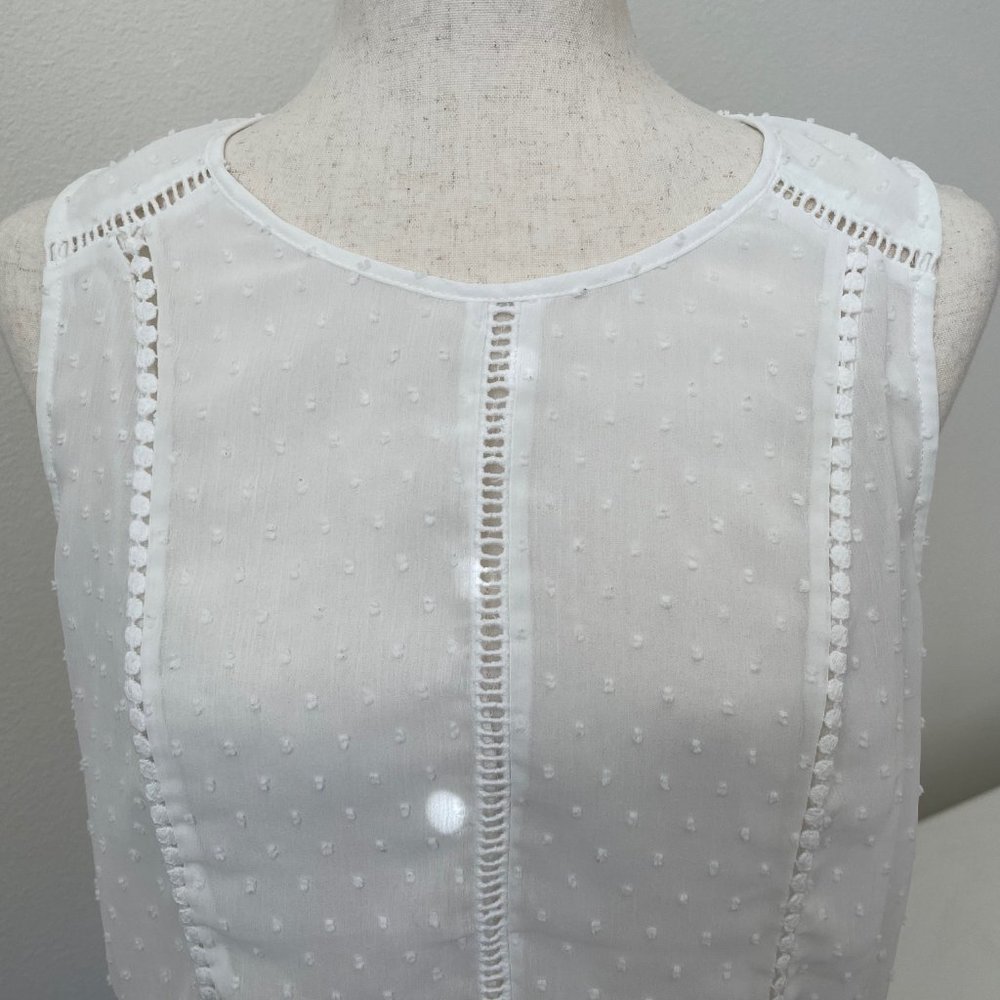 Daniel Rainn Swiss Dot Embroidered Lace Flouncy Peplum Sleeveless Blouse - Picture 3 of 14